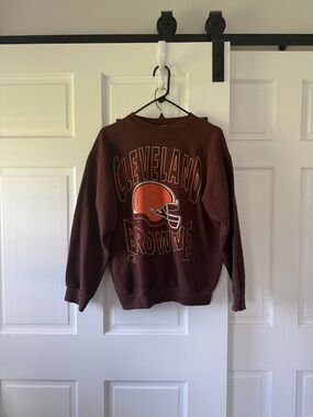 Vintage Cleveland Browns Brown Graphic Crewneck Sweatshirt